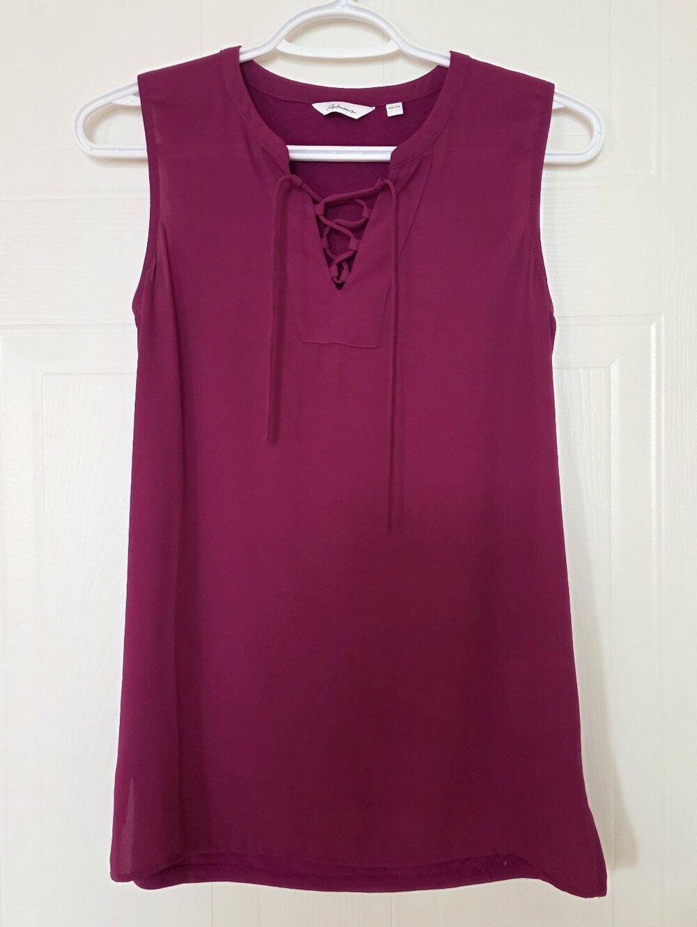 Reitmans Sleeveless Lace-Up Blouse, Berry, XXS